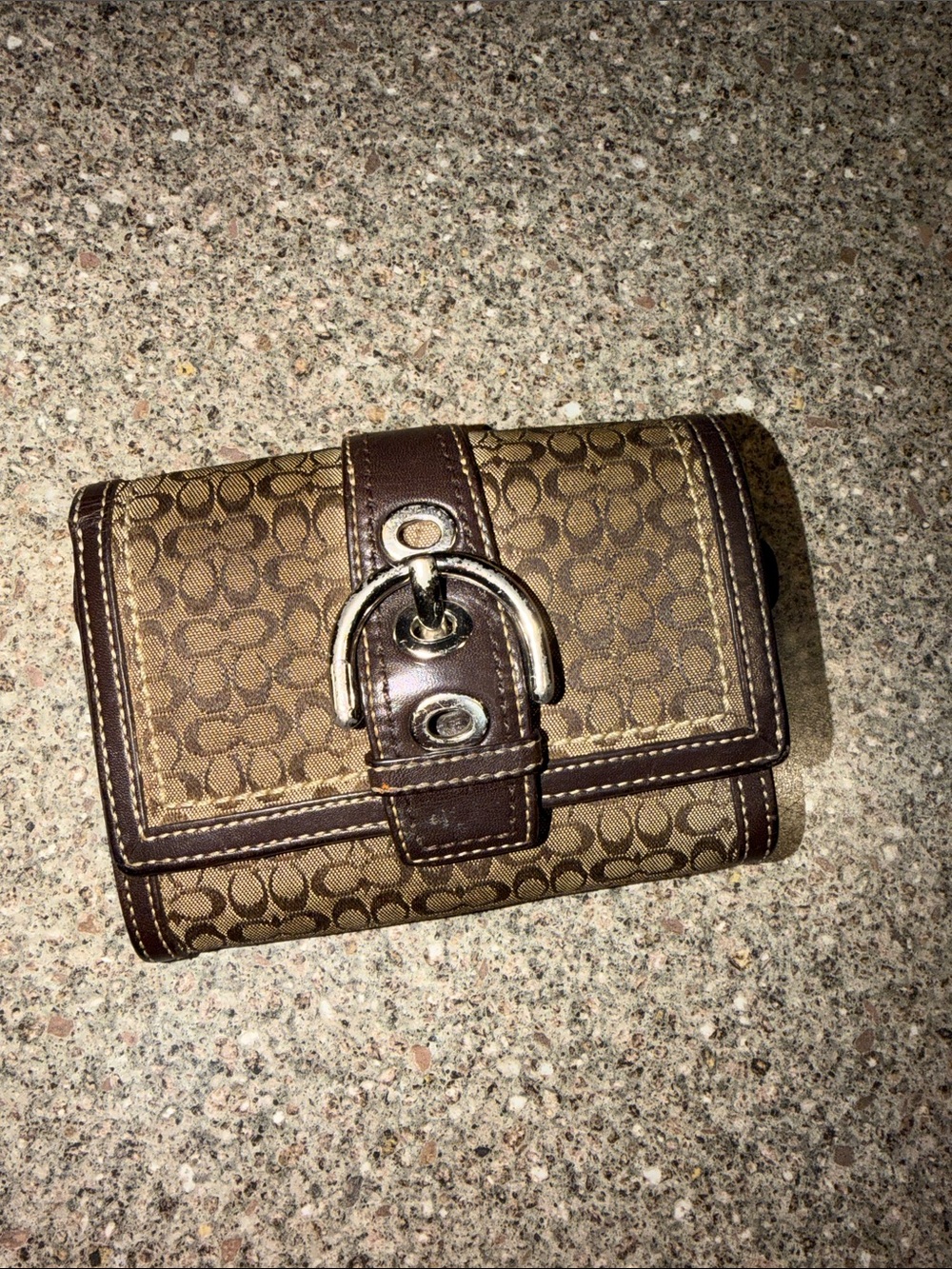 Coach y2k soho Brown Signature Canvas Wallet with Buckle Closure